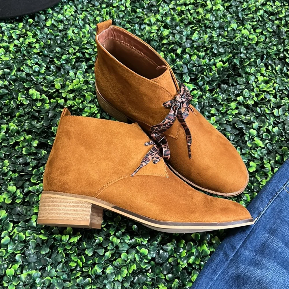 Corky Lace up Booties leopard print shoe strings. New with tags from my Boutique - Picture 2 of 2